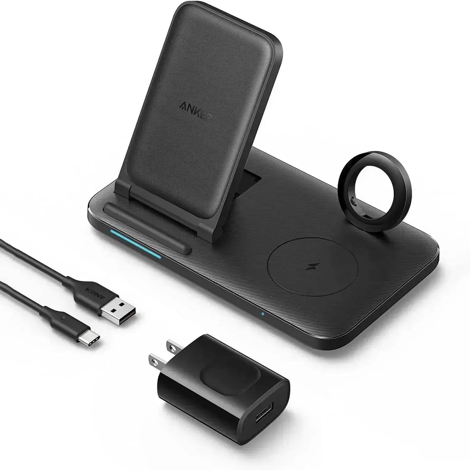 Anker 335 Foldable 3-in-1 Wireless Charging Station with Adapter for $16.99