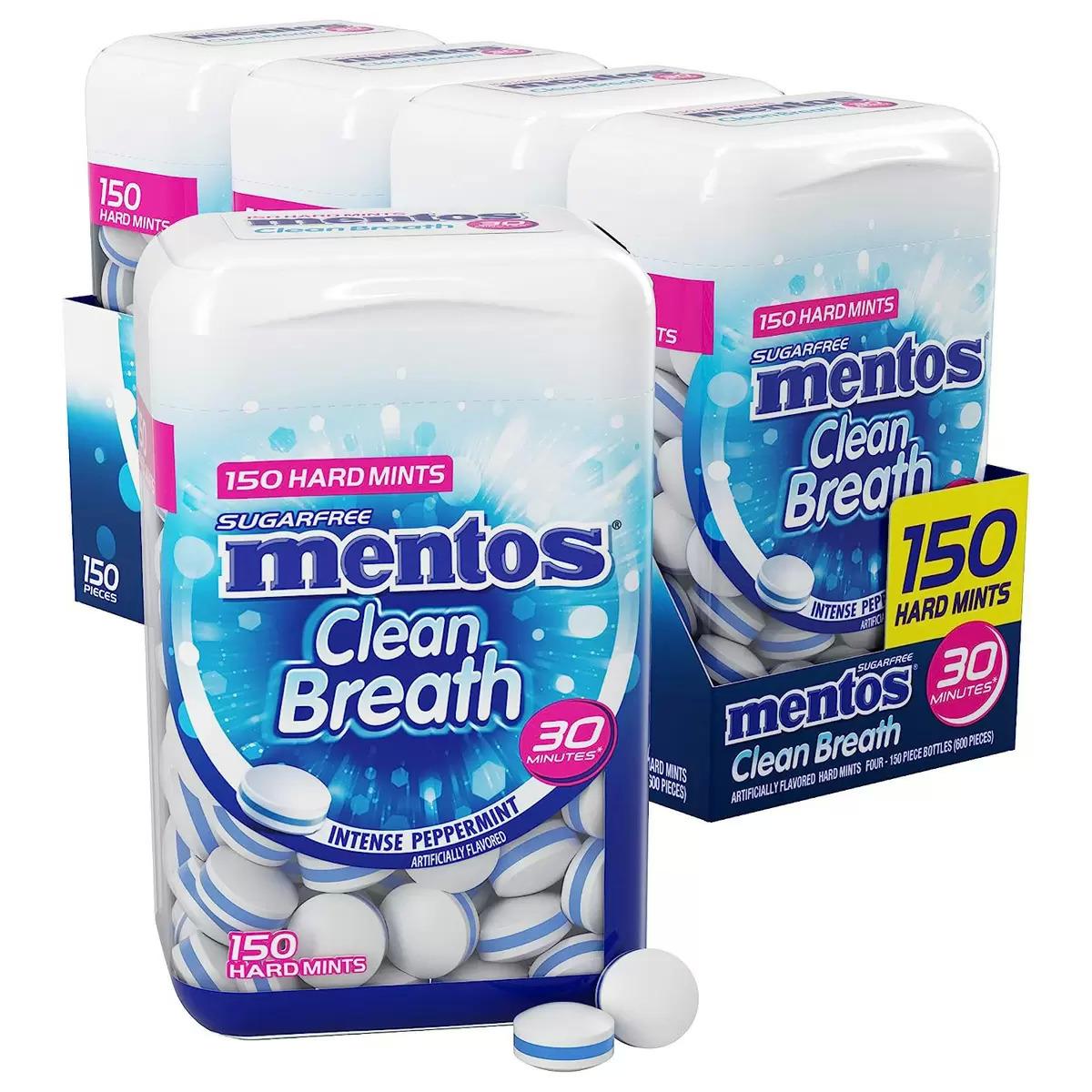 Mentos Clean Breath Sugarfree Hard Mints Peppermint 4 Pack for $9.16 Shipped