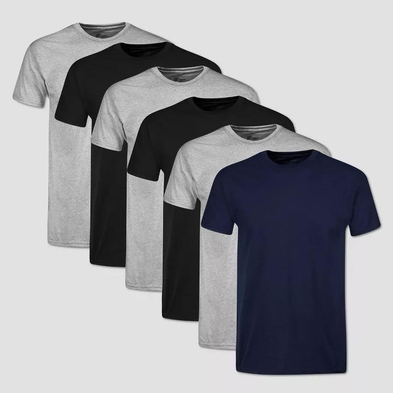 Hanes Red Label Crewneck Dyed Moisture Wicking T-Shirt 6 Pack for $15.39