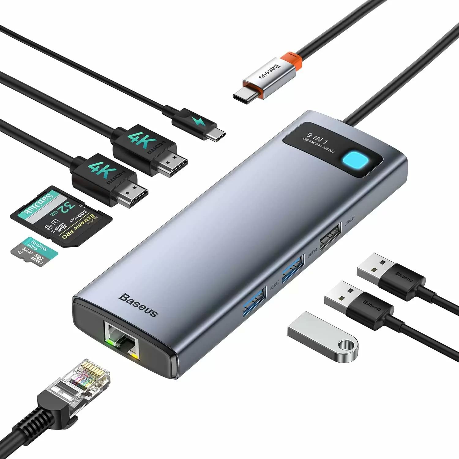 Baseus 9 in 1 USB-C Laptop Docking Station Hub for $32.19 Shipped