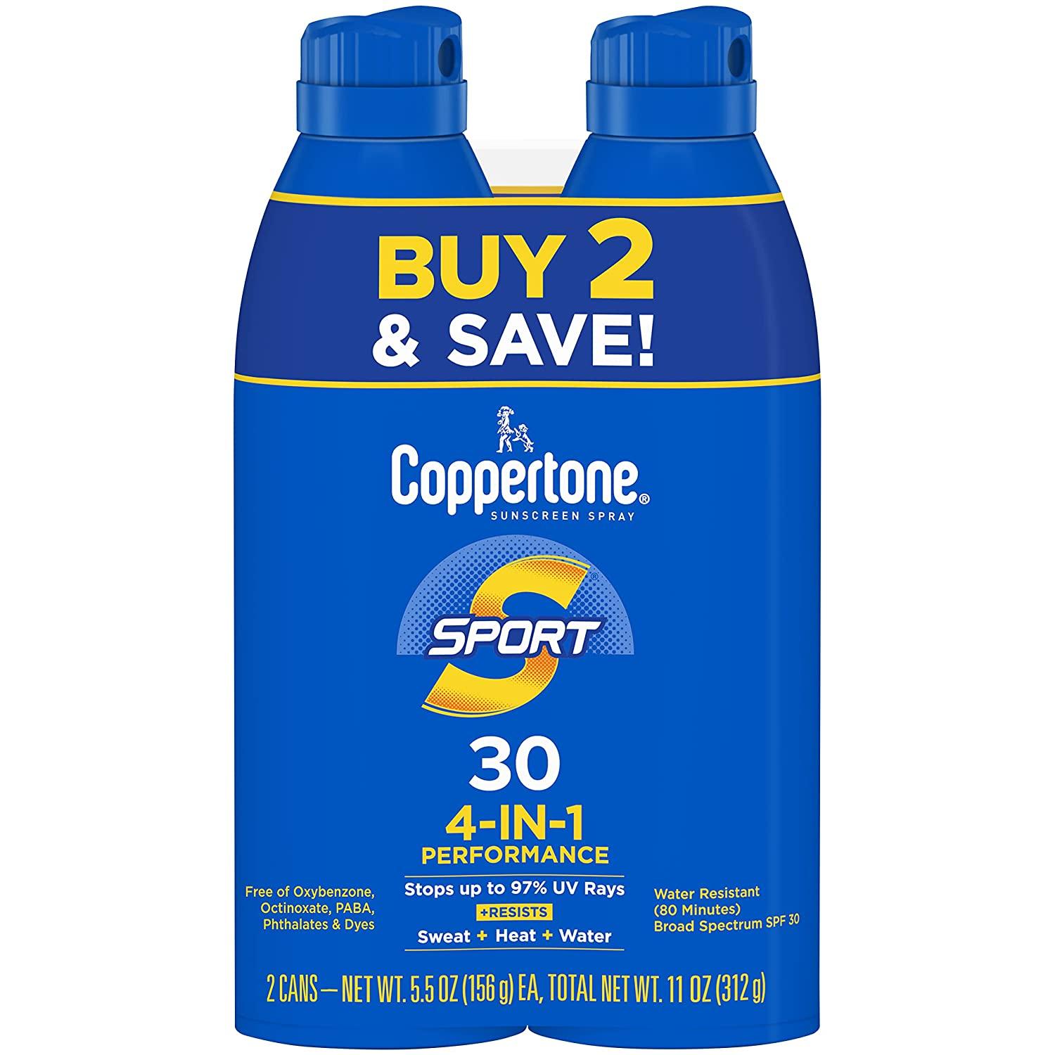 Coppertone Sport Water Resistant Sunscreen Spray Cans 4 Pack for $17.07 Shipped