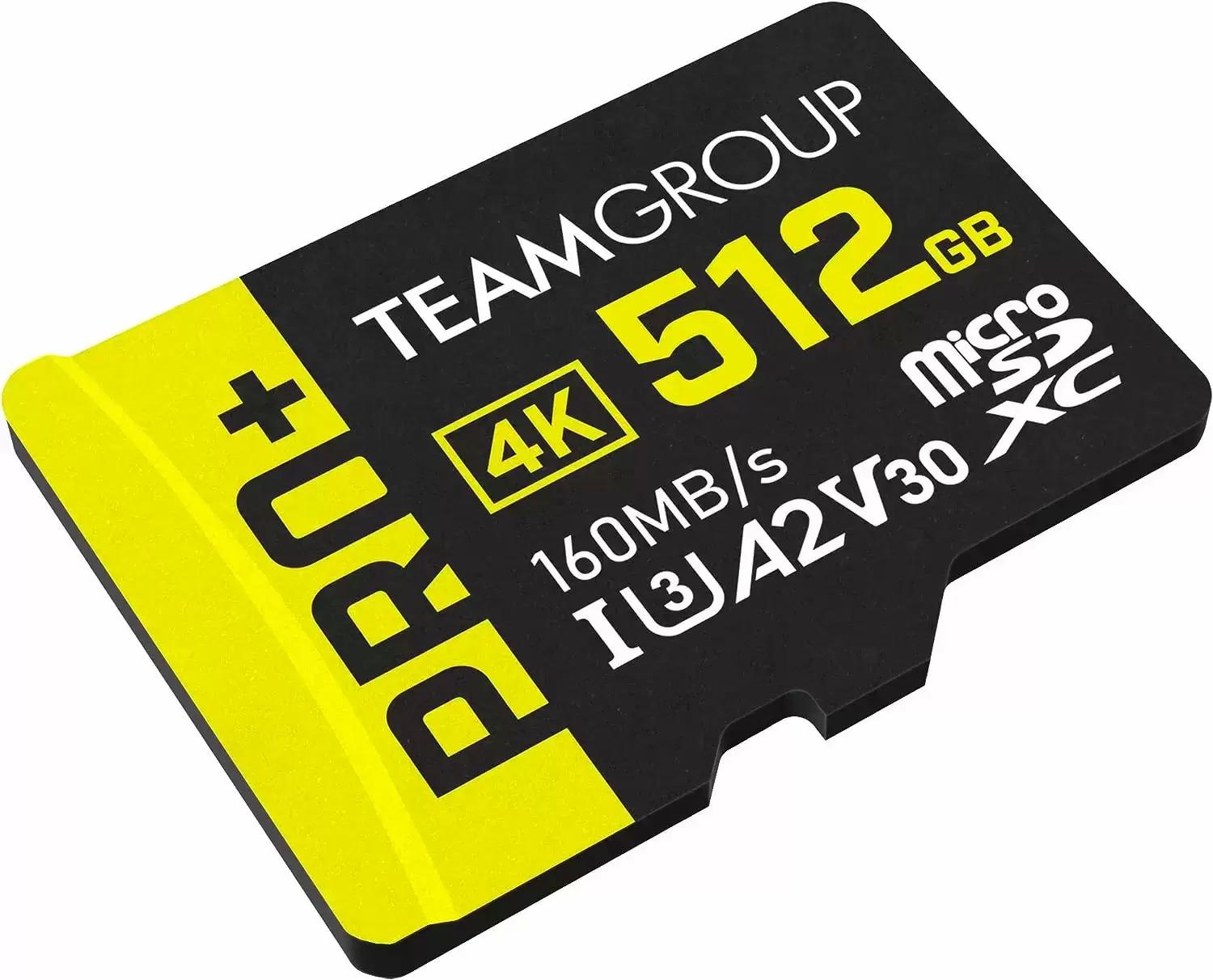 512GB Teamgroup Pro Plus UHS-I U3 A2 V30 Micro SDXC Card for $22.99