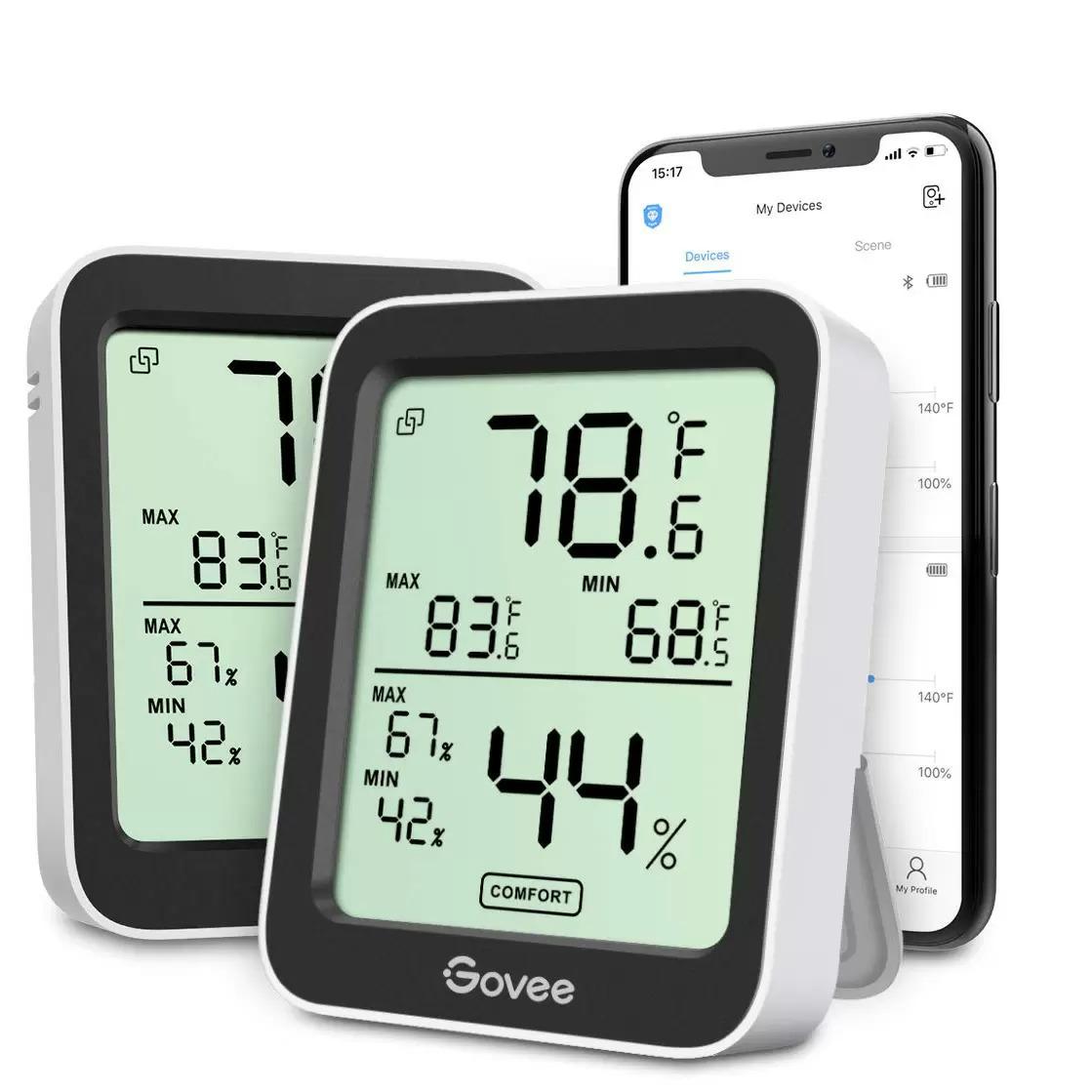 Govee Indoor Bluetooth Temperature Humidity Monitor H5075 for $15.49