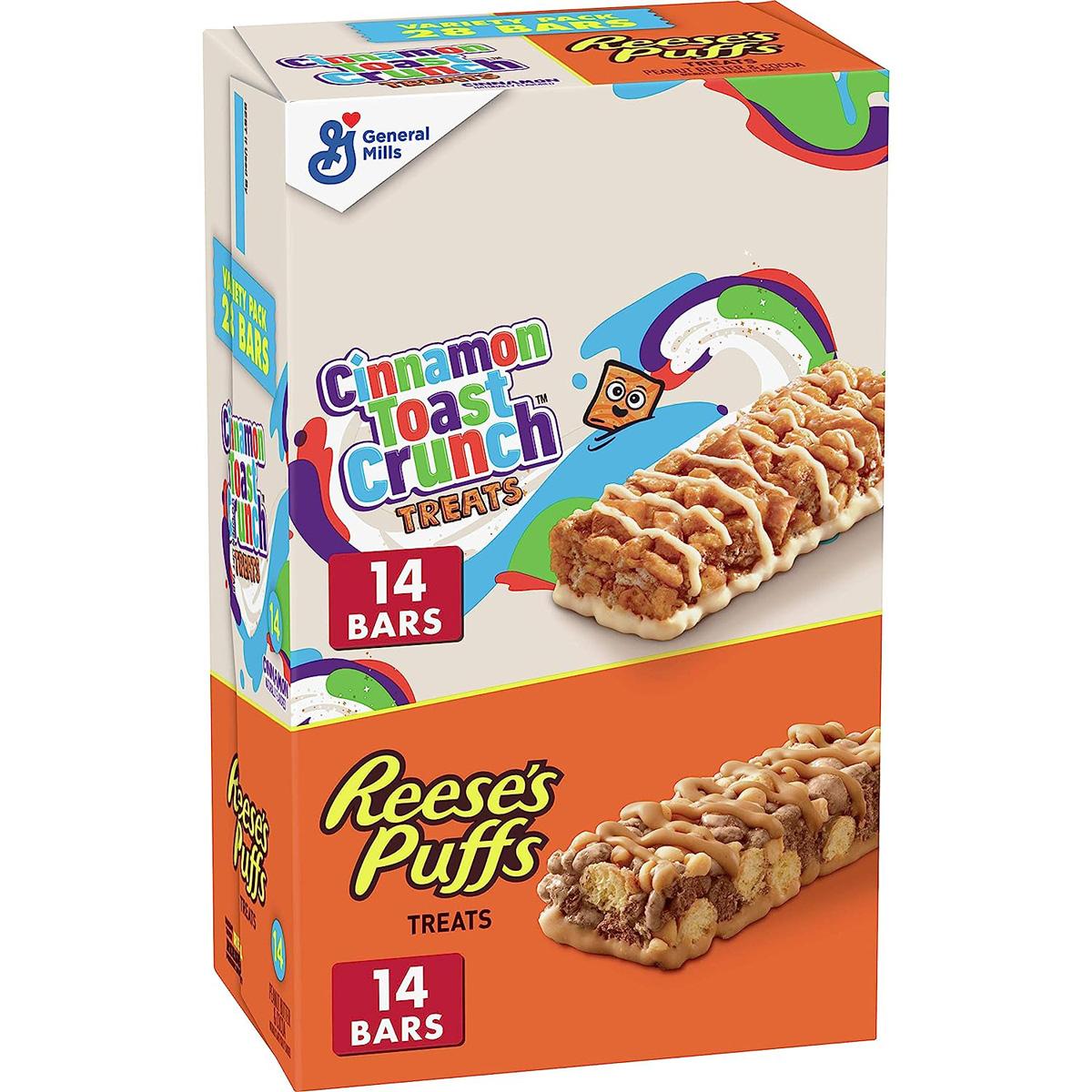 Reeses Puffs and Cinnamon Toast Crunch Cereal Treats Bars 28 Pack for $4.54 Shipped