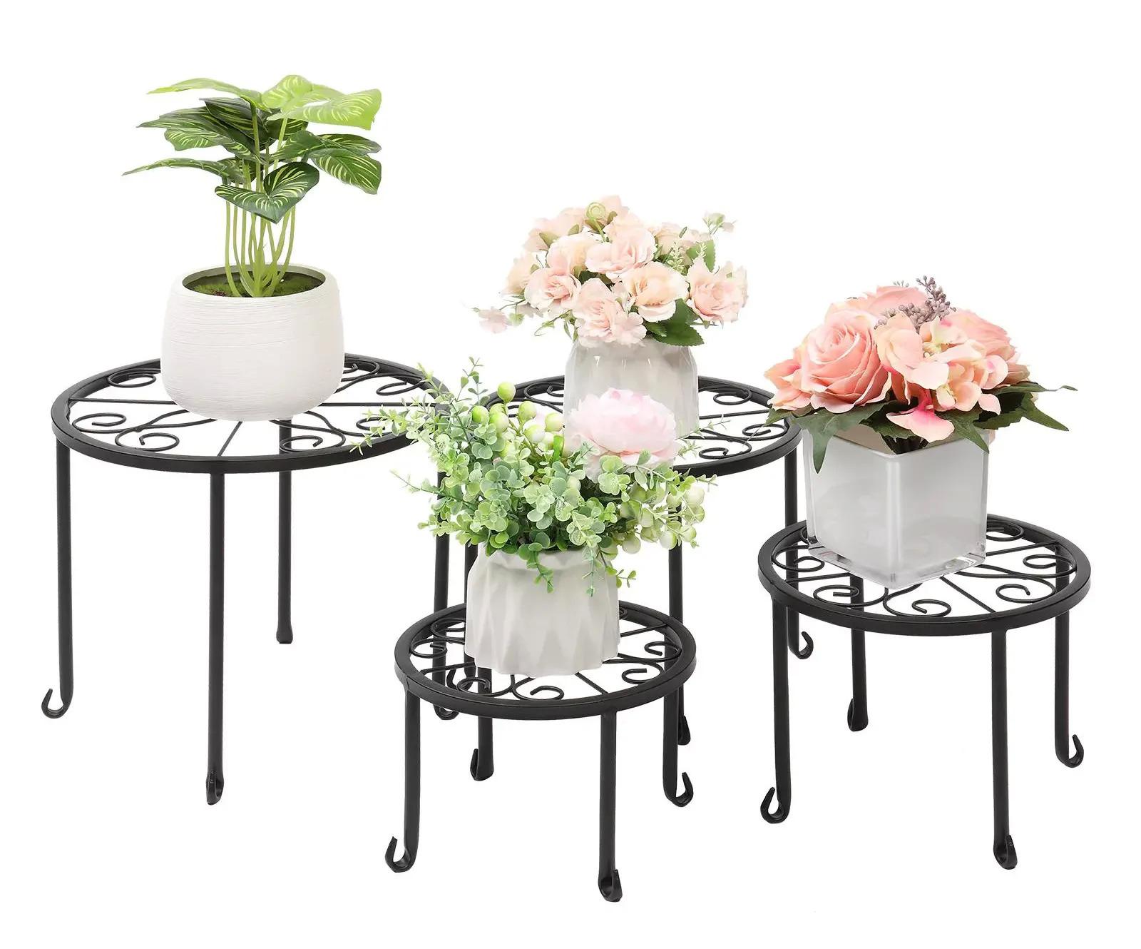Ktaxon Cast Iron Round Nesting Plant Stand with Scroll Pattern 4 Pack for $21.99