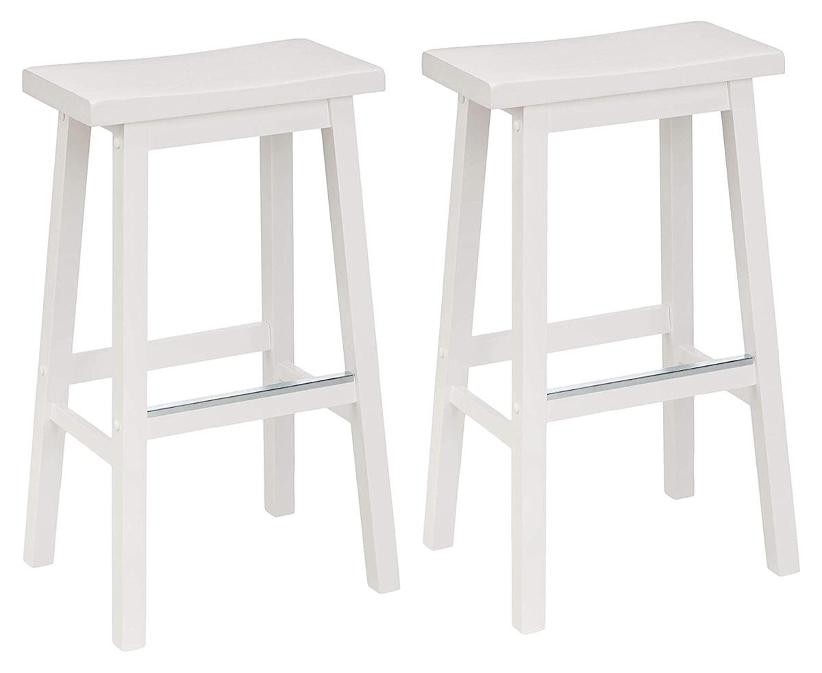 Amazon Basics Solid Wood Saddle-Seat Kitchen Counter Barstool Set for $39.90 Shipped