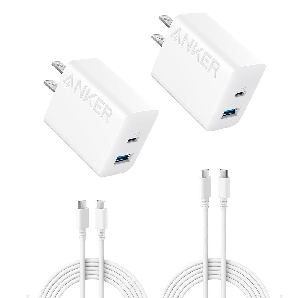 Anker 20W 2-Port USB-C and USB-A Wall Charger with Cables 2 Pack for $14.39