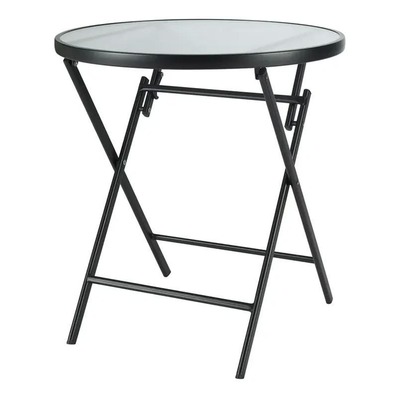 26in Mainstays Greyson Glass and Steel Round Bistro Folding Table for $19.97