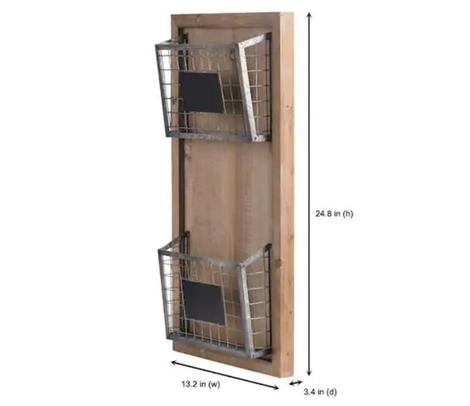 StyleWell Wood Wall Organizer with 2 Metal Wire Baskets for $22.25 Shipped