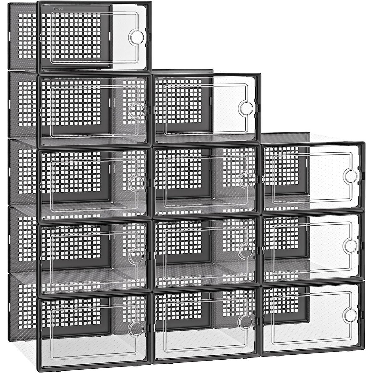 Kuject Black Shoe Organizers Storage Boxes for $27.99 Shipped