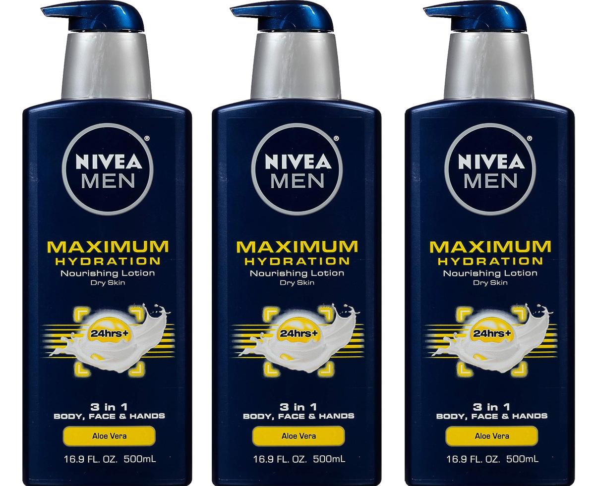 Nivea Men Maximum Hydration 3-in-1 Aloe Nourishing Lotion 3 Pack for $10.75 Shipped