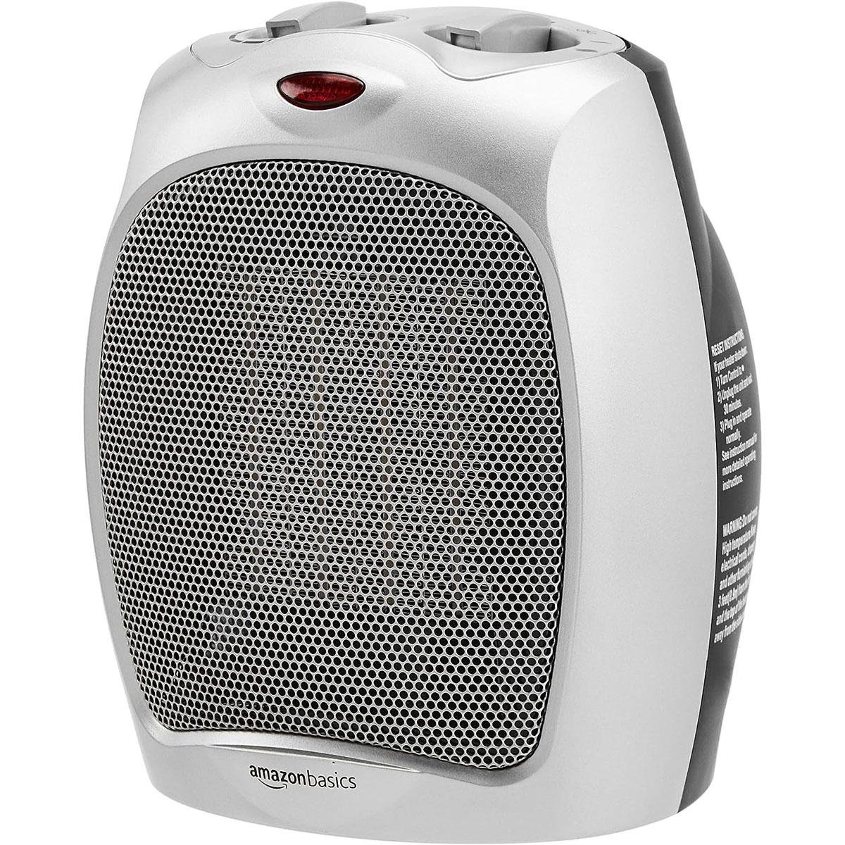 Amazon Basics 1500W Ceramic Personal Heater with Adjustable Thermostat for $21.40