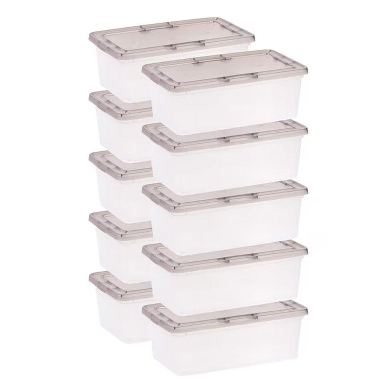 IRIS Snap Top Plastic Storage Box with Gray Lid 10 Pack for $18.31