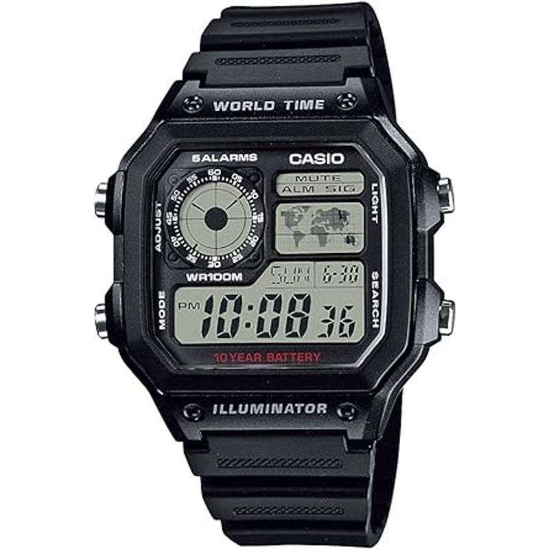 Casio Mens Black AE1200WH-1A Analog Digital Watch for $15.99
