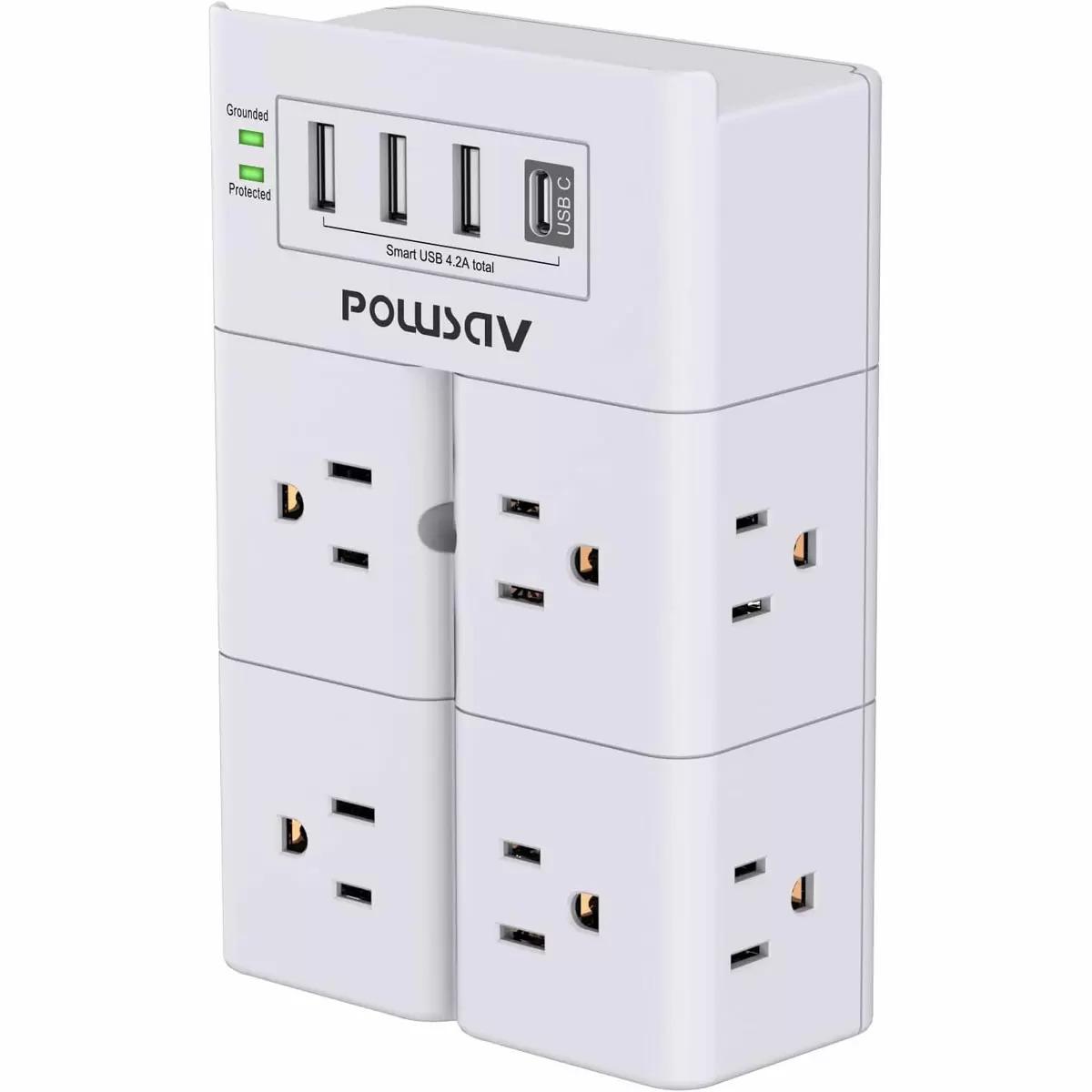 8-Outlet + 4x USB Surge Protector Outlet Extender for $9.99
