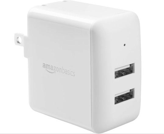 AmazonBasics 24W Two Port USB-A Wall Charger for $3.99