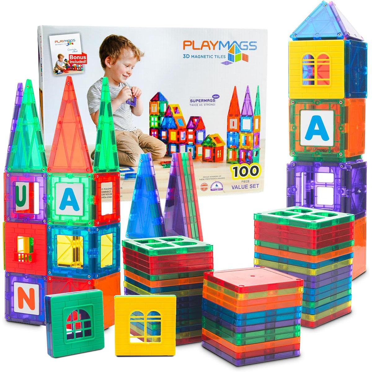 100-Piece Playmags 3D Magnetic Tiles Building Blocks Set for $29.65 Shipped
