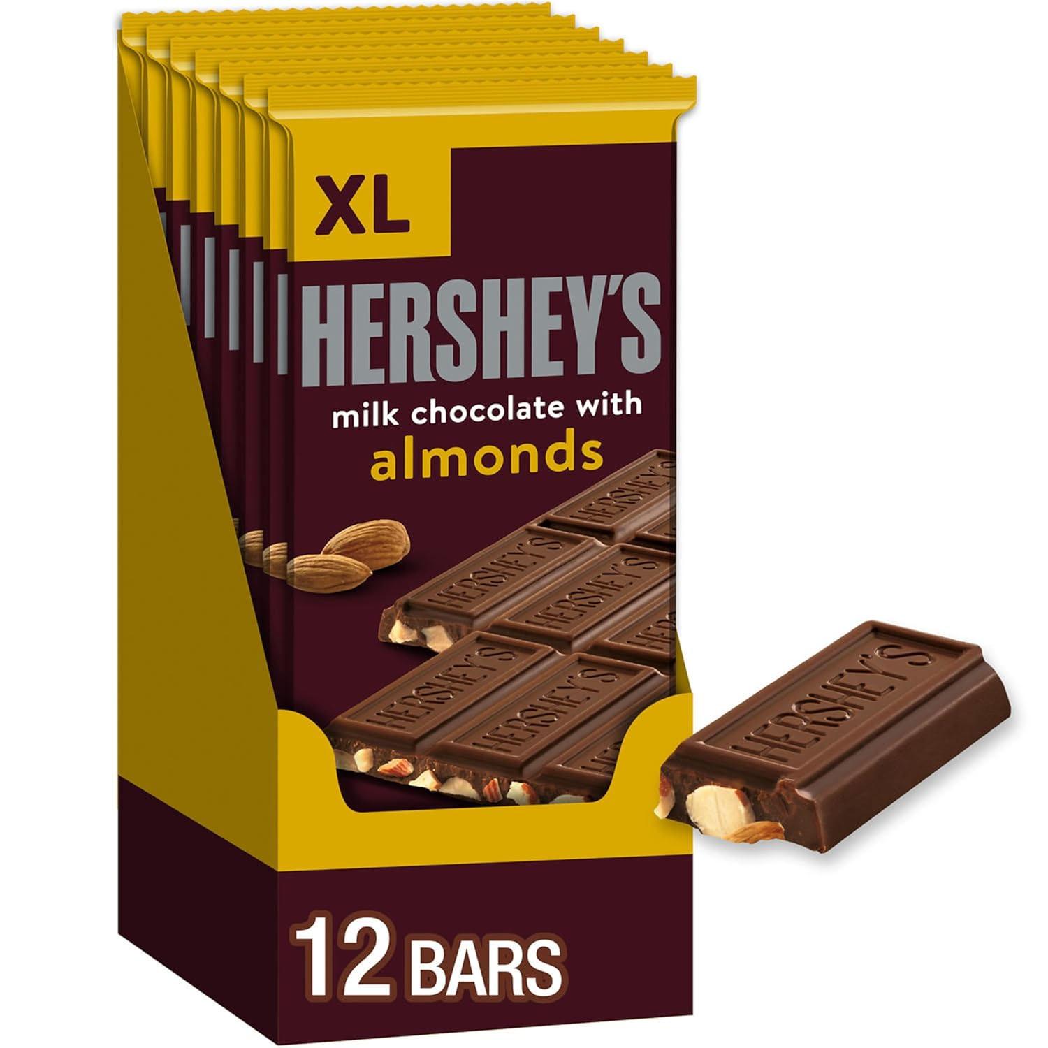 Hersheys Milk Chocolate with Almonds XL Candy Bars 12 Pack for $13.50 Shipped