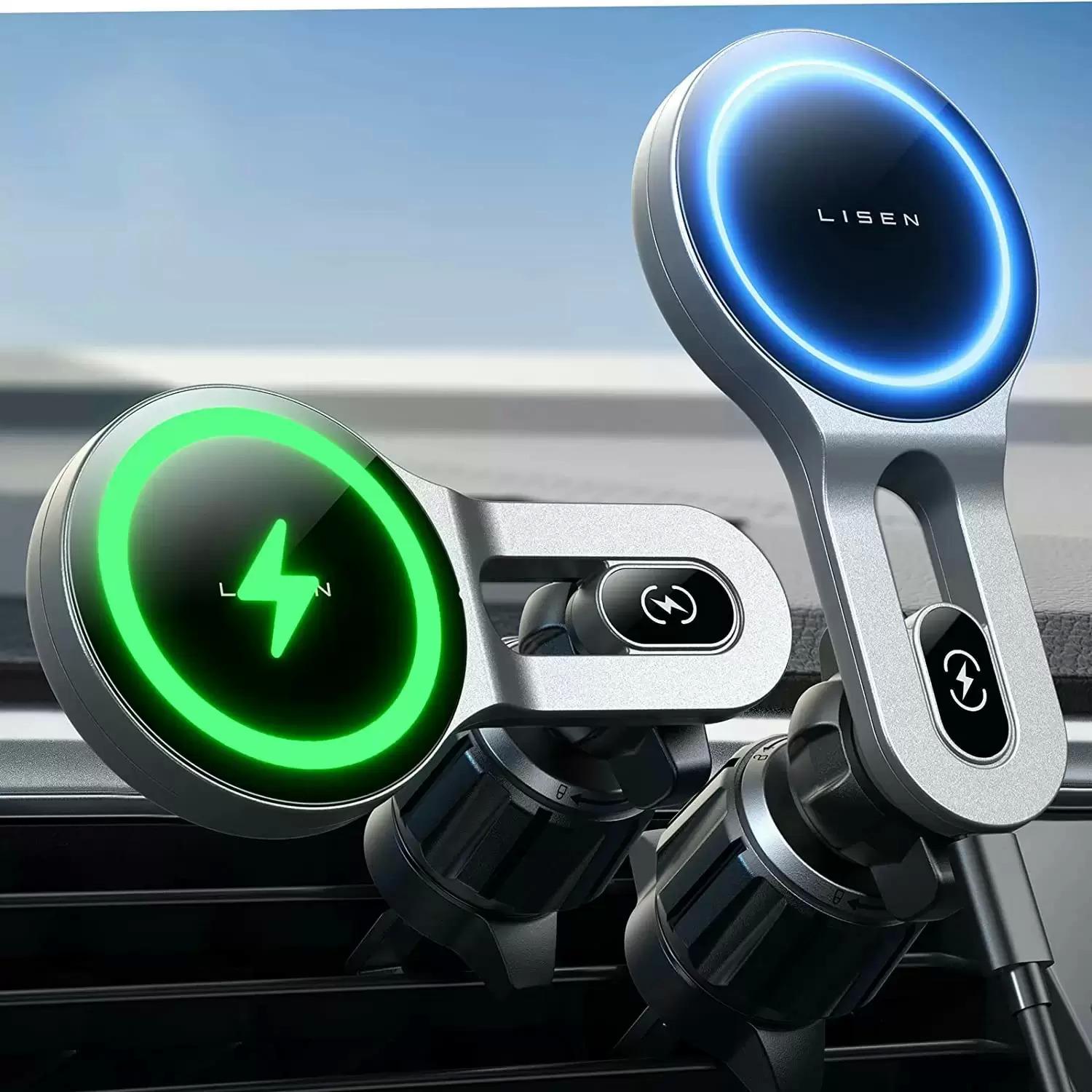 Lisen 15W Wireless MagSafe Phone Car Vent Mount Charger for $17.69