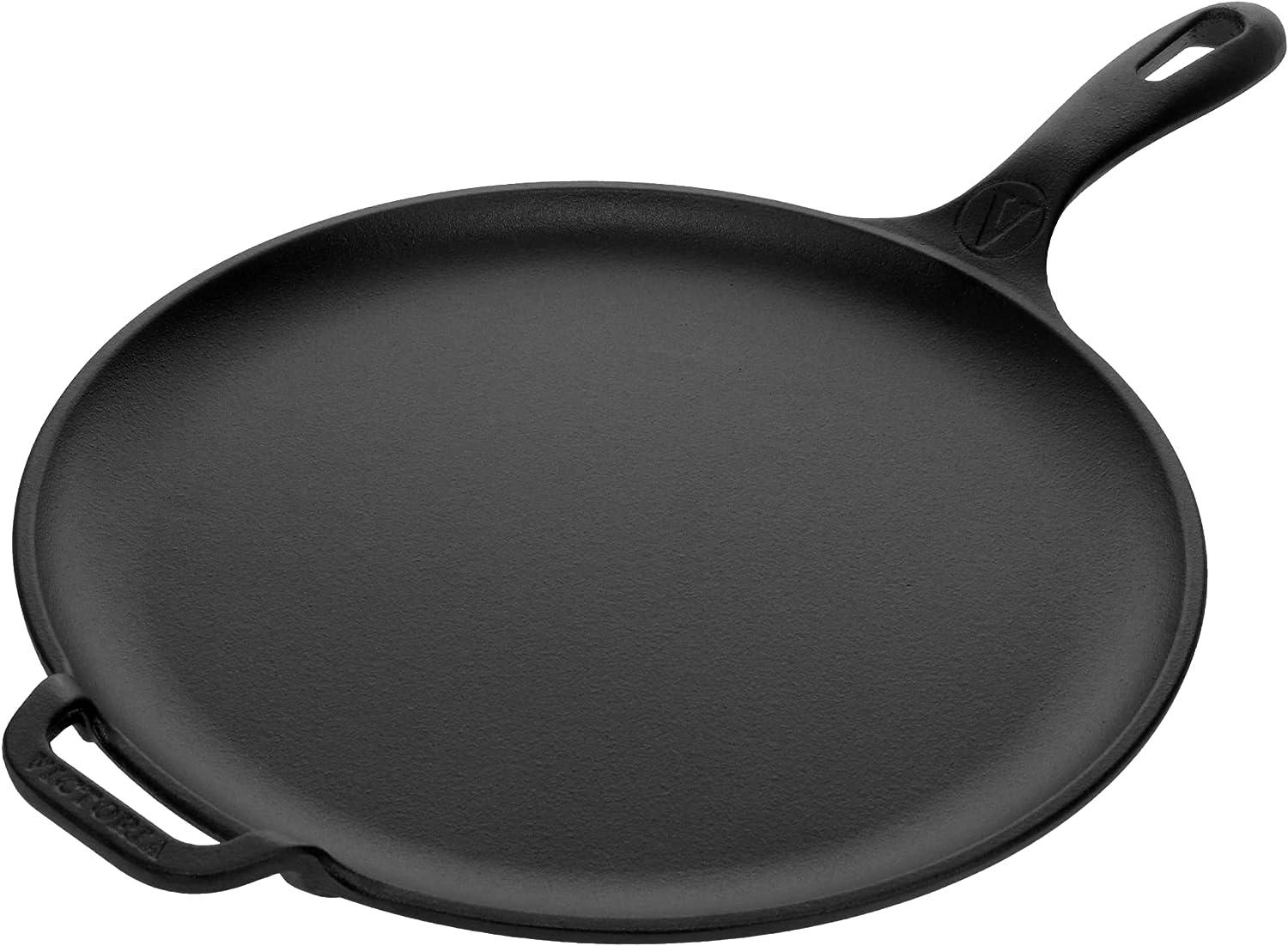 Victoria 12-Inch Cast Iron Comal Pizza Pan with a Long Handle for $20.99