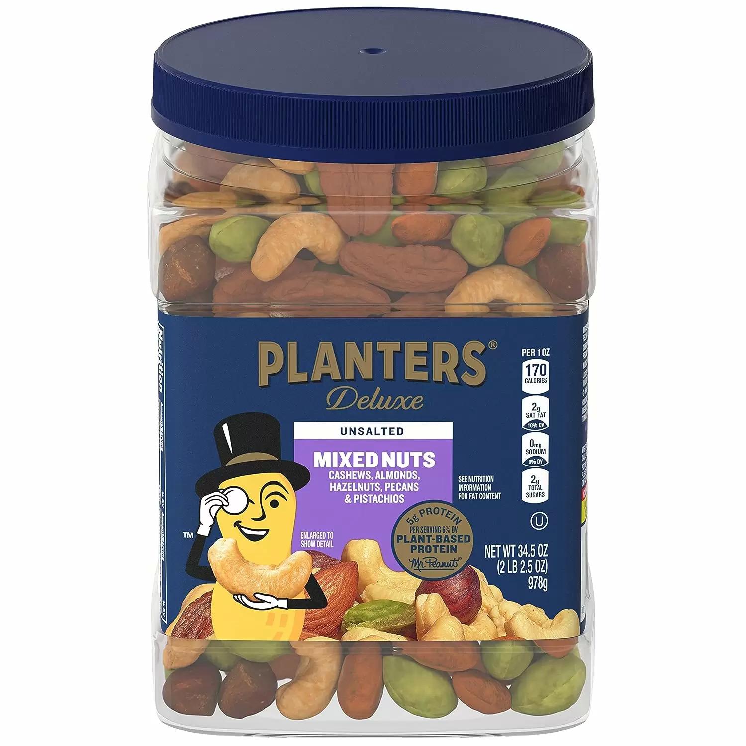 Planters Deluxe Mixed Nuts Unsalted 34oz for $12.08