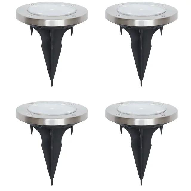 Mainstays Solar Powered Stainless Steel LED Landscape Disc Lights for $9.99