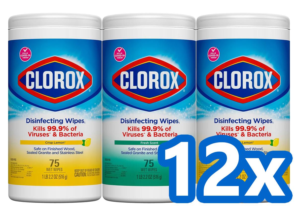 Clorox Disinfecting Wipes Value 12 Pack for $33.56 Shipped
