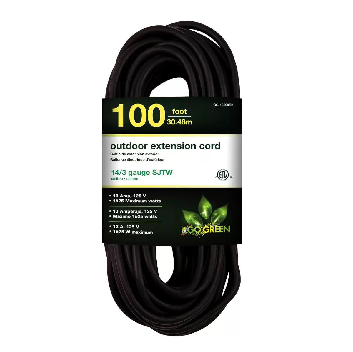 100ft Go Green Power 14 3 SJTW Outdoor Extension Cord for $27