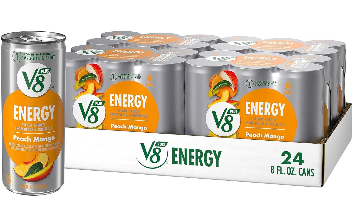 V8 +ENERGY Peach Mango Energy Drink 24 Cans for $13.75 Shipped
