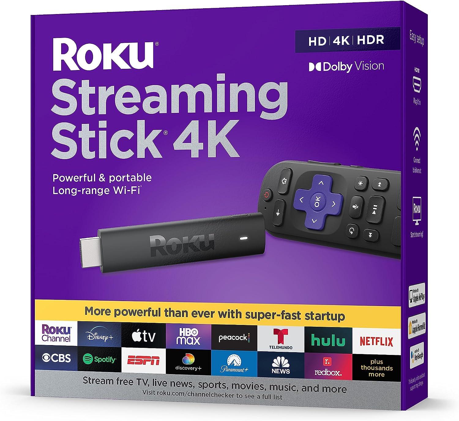 Roku Streaming Stick 4K 2021 Dolby Vision HDR Media Player for $29.98 Shipped