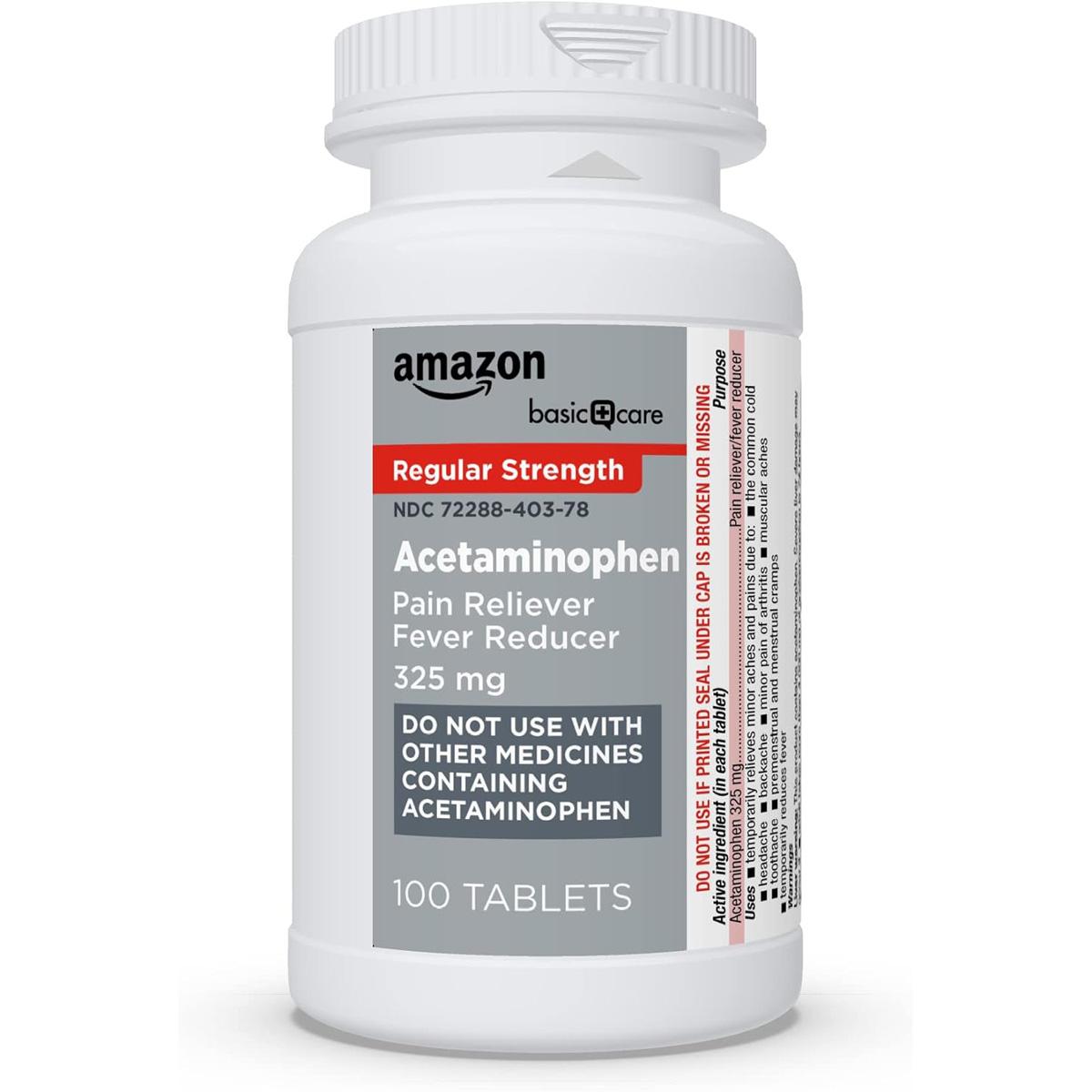 Amazon Basic Care 325mg Acetaminophen Pain Reliever Tablet 100 Pack for $1.91 Shipped