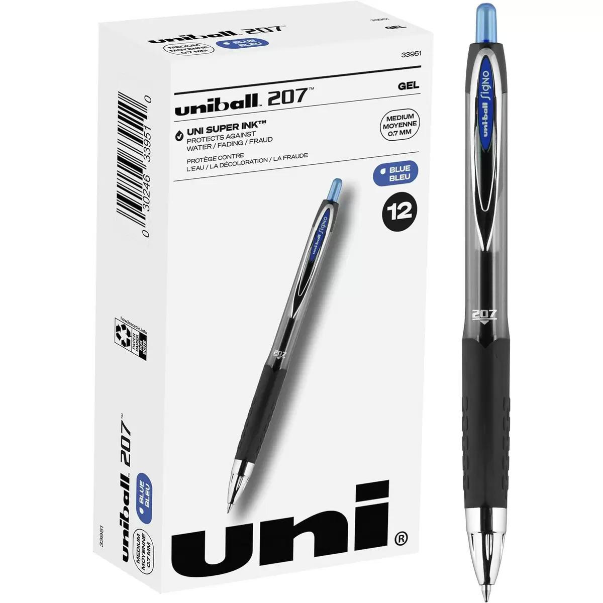 Uniball Signo 207 0.7mm Blue Gel Pens 12 Pack for $6.35 Shipped