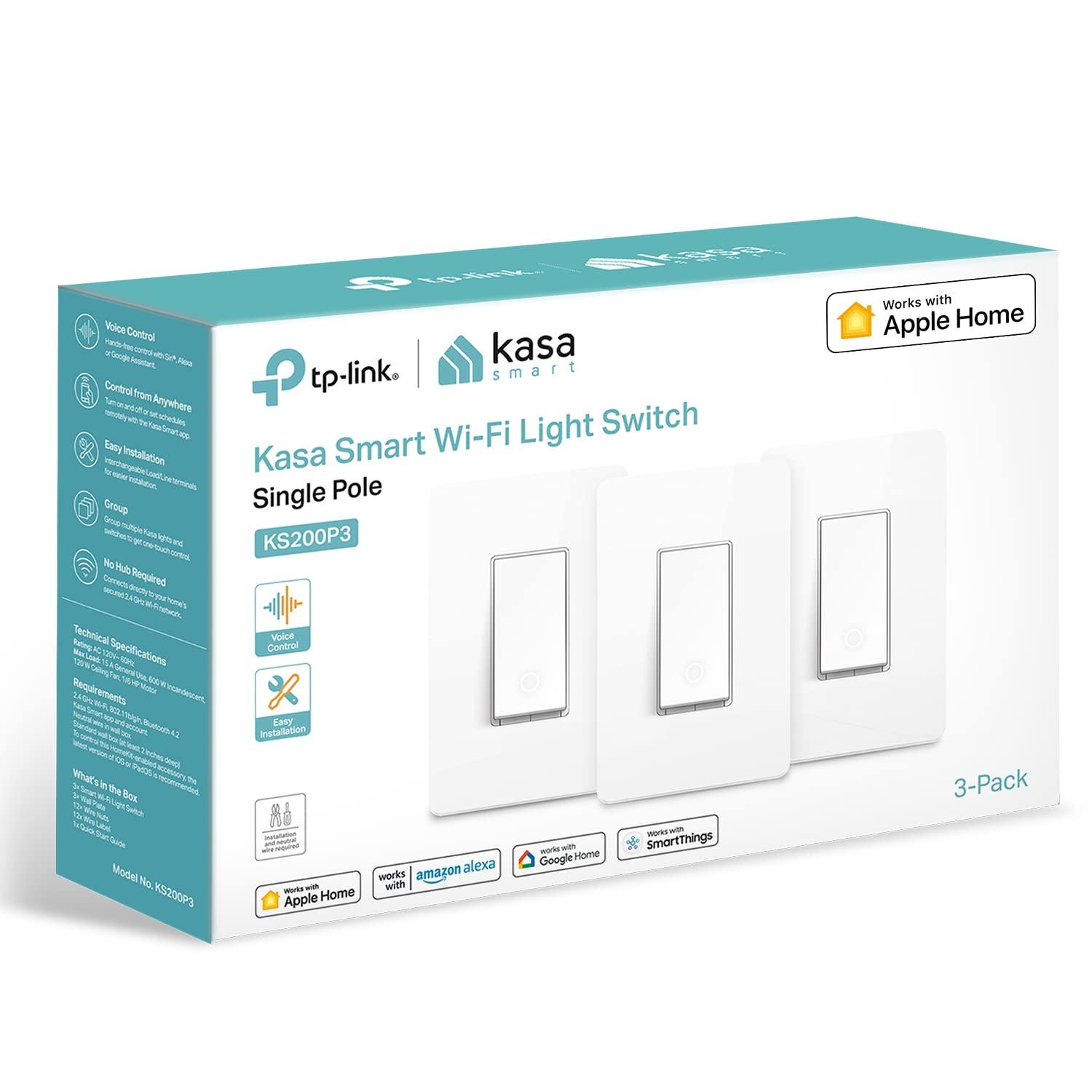 Kasa HomeKit Compatible Single Pole Smart Light Switches 3 Pack for $39.99 Shipped