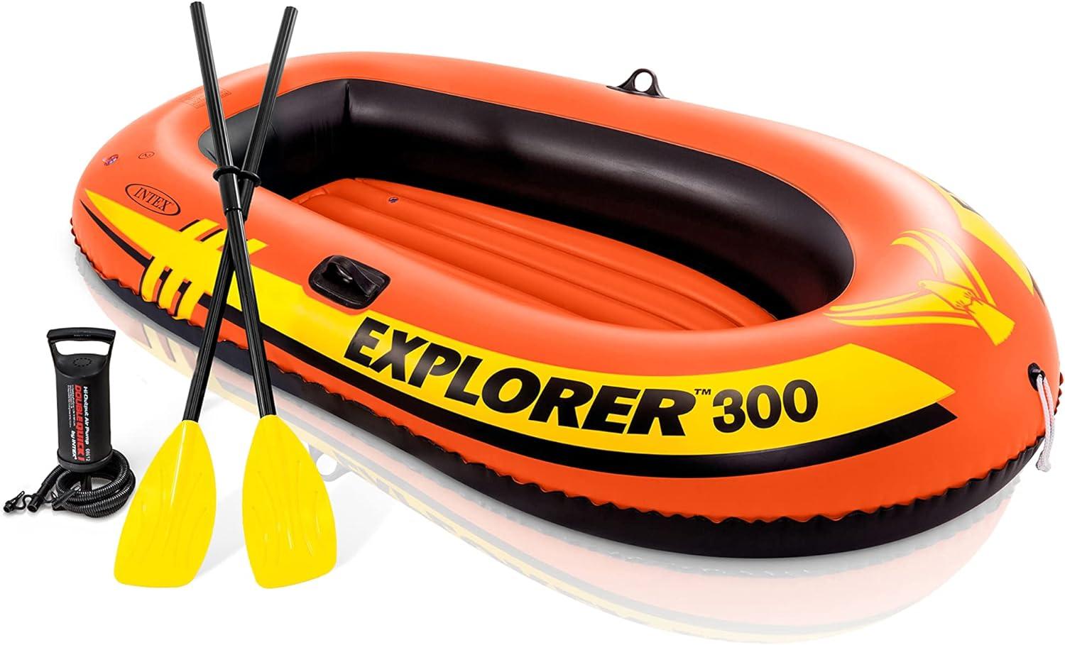 Intex Explorer 300 Inflatable Boat with Oars and Hand Pump for $17.99