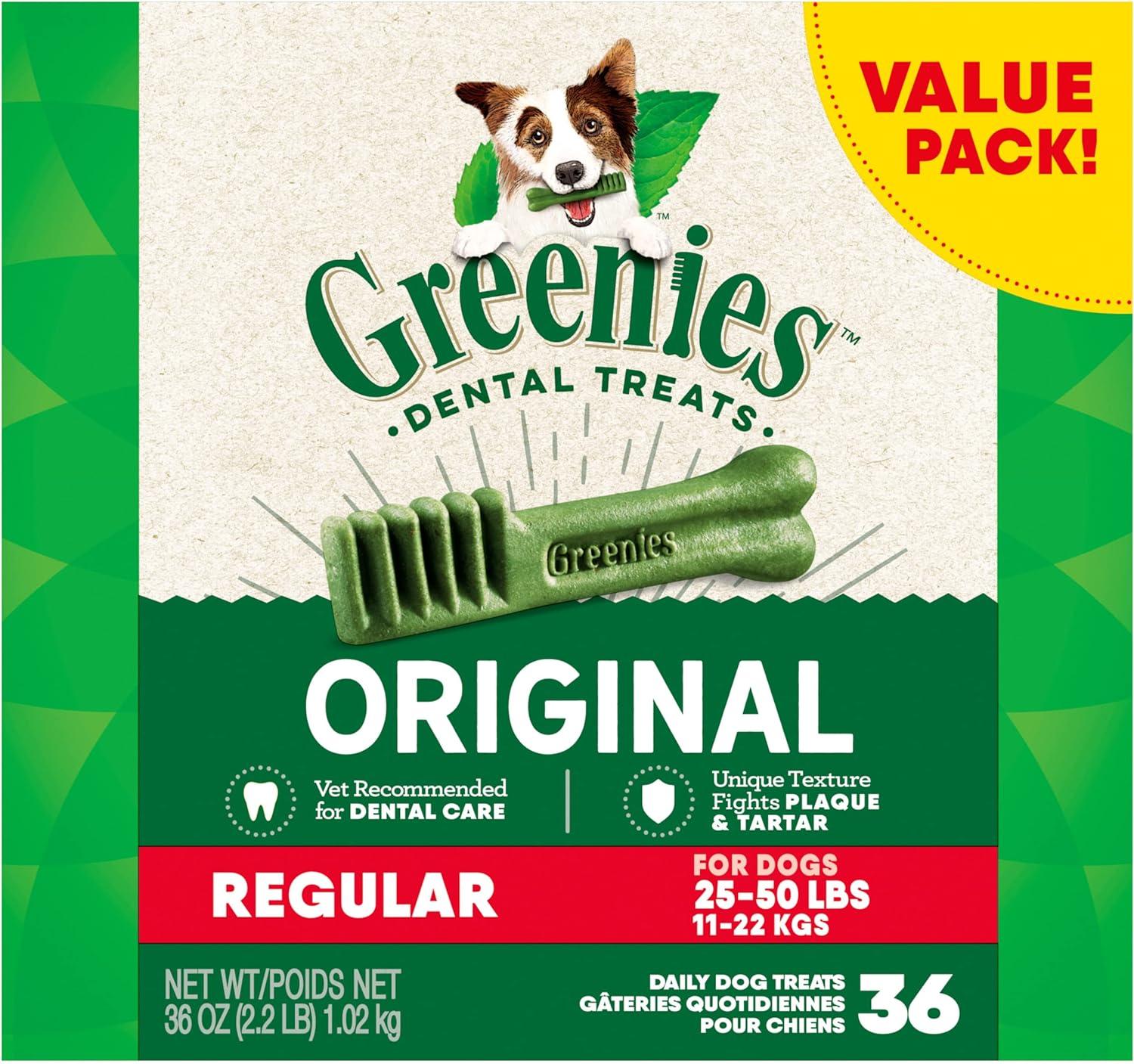 Greenies Original Regular Dog Dental Care Chew Treats 36 Pack for $11.93 Shipped