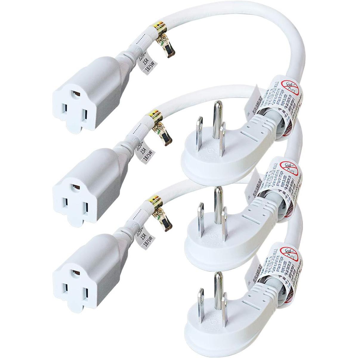 Firmerst 1875W Flat Plug 1Ft Extension Cord 3 Pack for $7.99