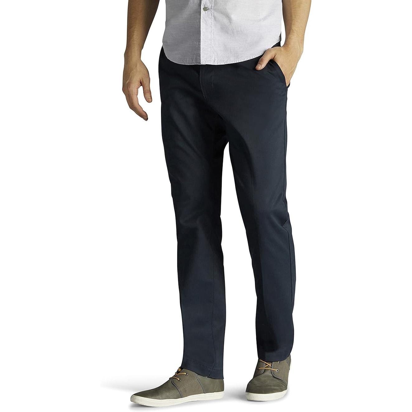 Lee Mens Extreme Motion Flat Front Slim Straight Pant for $17