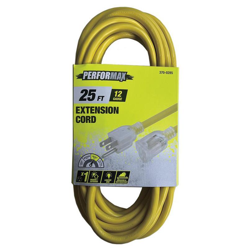Performax 25ft 12/3 Yellow Heavy-Duty Outdoor Extension Cord for $12.49