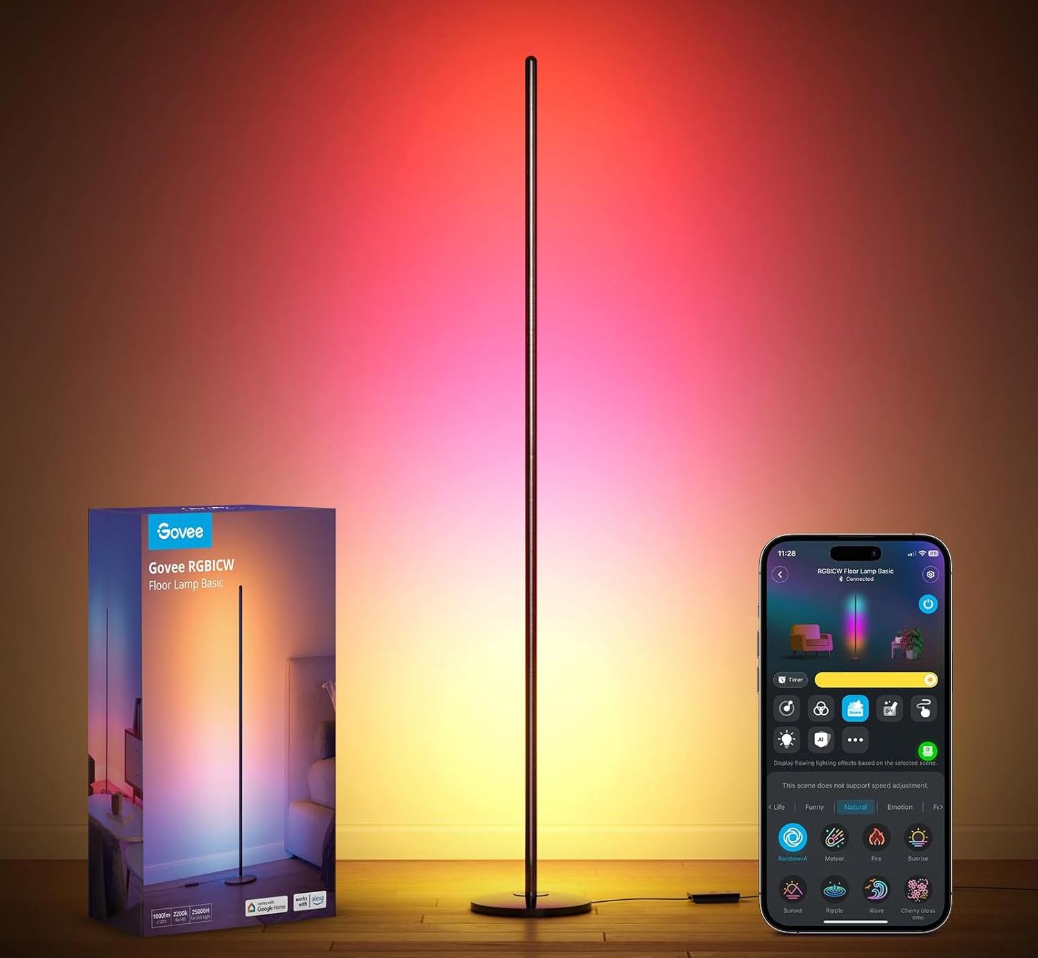 Govee RGBICW Dimmable 1000 Lumen Smart Corner Floor Lamp for $59.99 Shipped