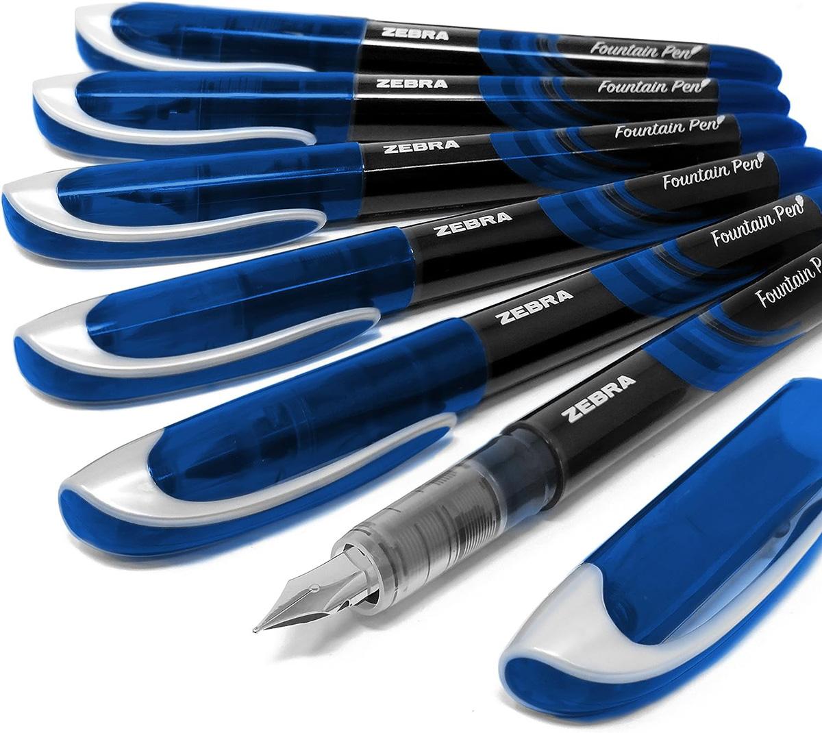 Zebra Fuente Disposable Fountain Blue Ink Pen 6 Pack for $9.99 Shipped