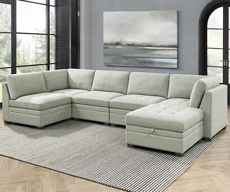 Thomasville Tisdale Boucle Modular Sectional with Storage Ottoman $1399.99 Shipped