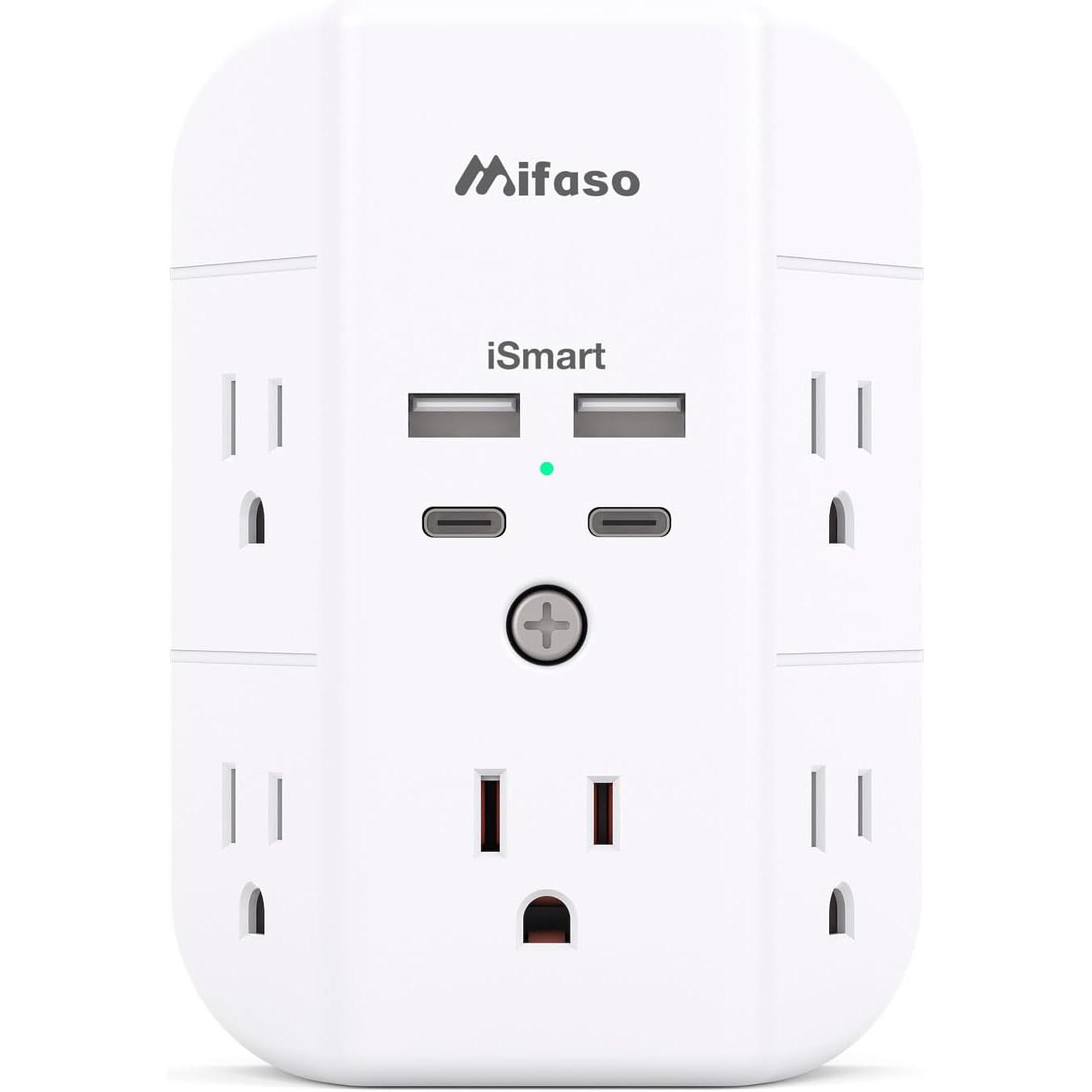 Surge Protector Outlet with 4 USB Ports 1800J Power Strip for $9.99