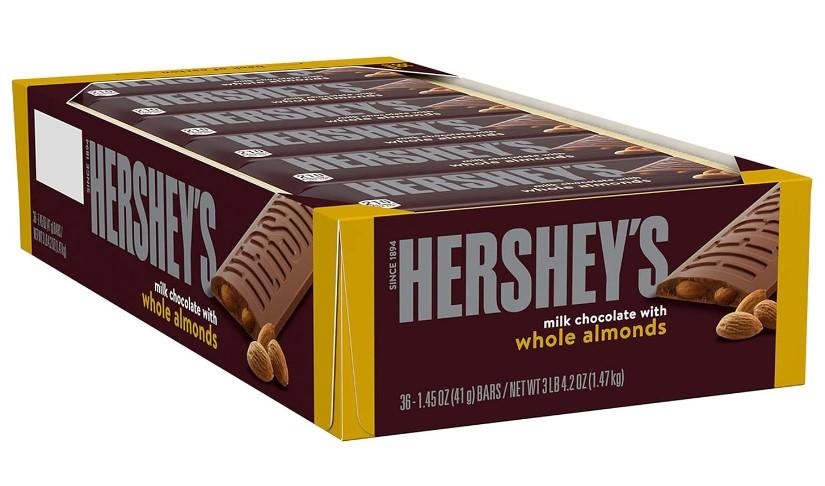 Hersheys Milk Chocolate with Whole Almonds Candy Bars 36 Pack for $20.86 Shipped