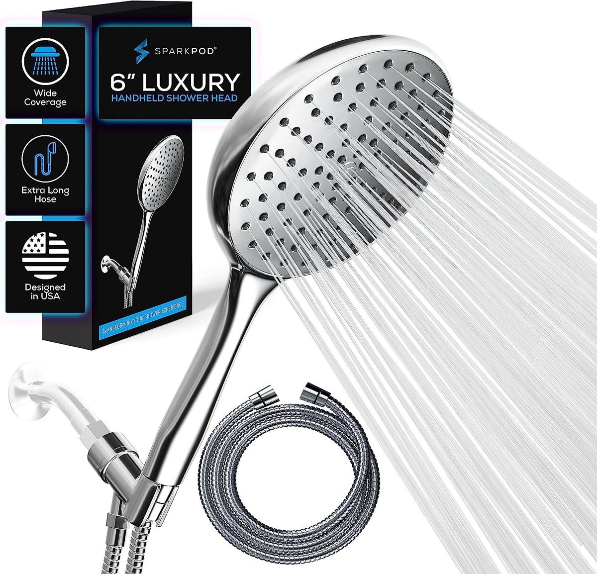 SparkPod High Pressure Handheld Shower Head with Hose for $13.48 Shipped