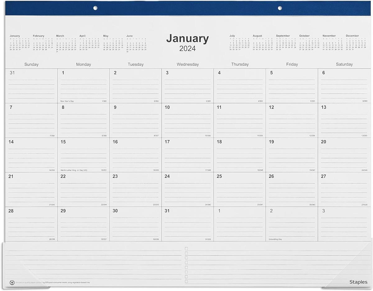 2024 Staples Desk Pad Calendar for $3.59 Shipped