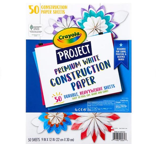 Crayola Project Premium Construction Paper 50 Pack for $2.21 Shipped