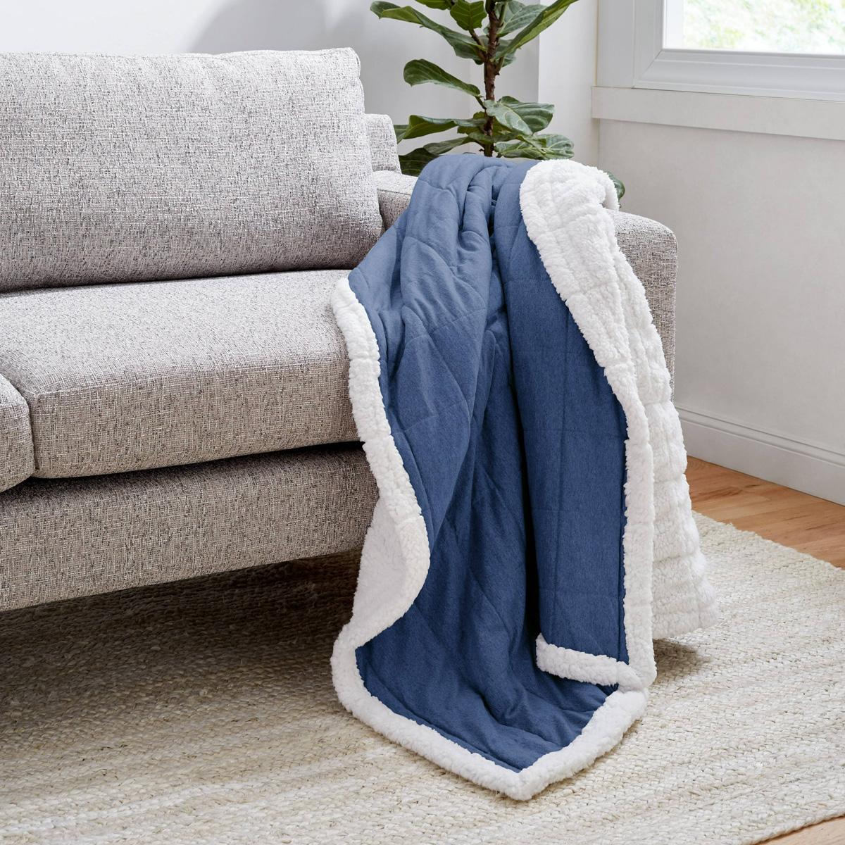 Gap Home Quilted Jersey Reversible Sherpa Throw Blanket for $12.88