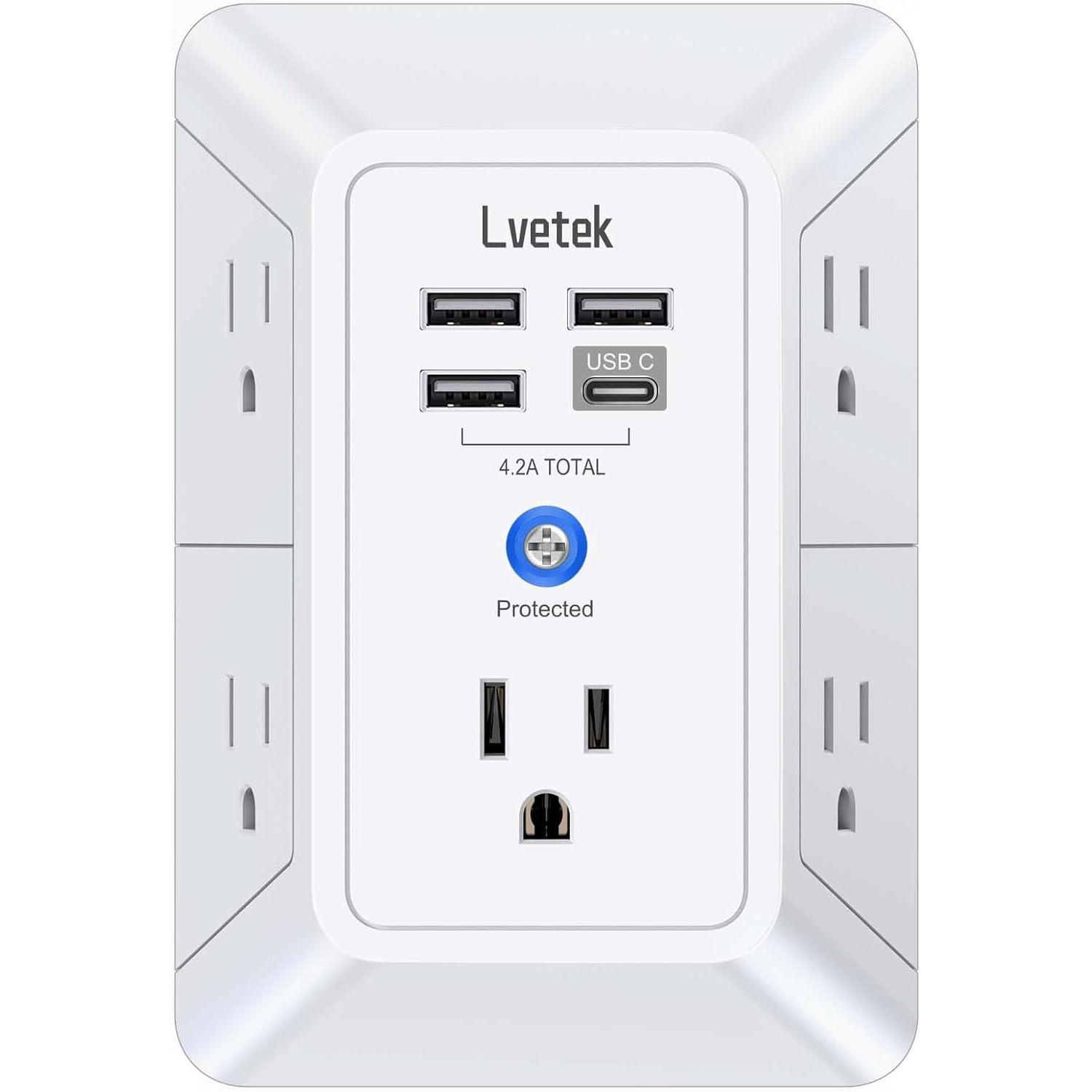 Surge Protector 5 Outlet Extender with 4 USB Wall Charger for $9.98