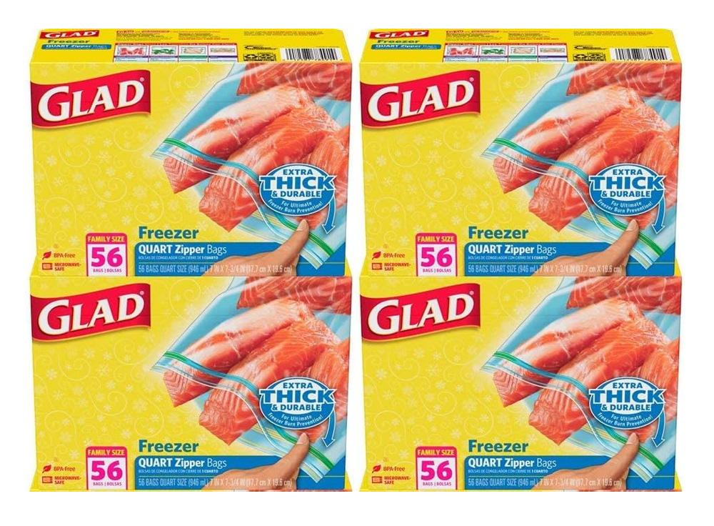 Glad Zipper Freezer Storage Plastic Bags 224 Pack for $18.04 Shipped