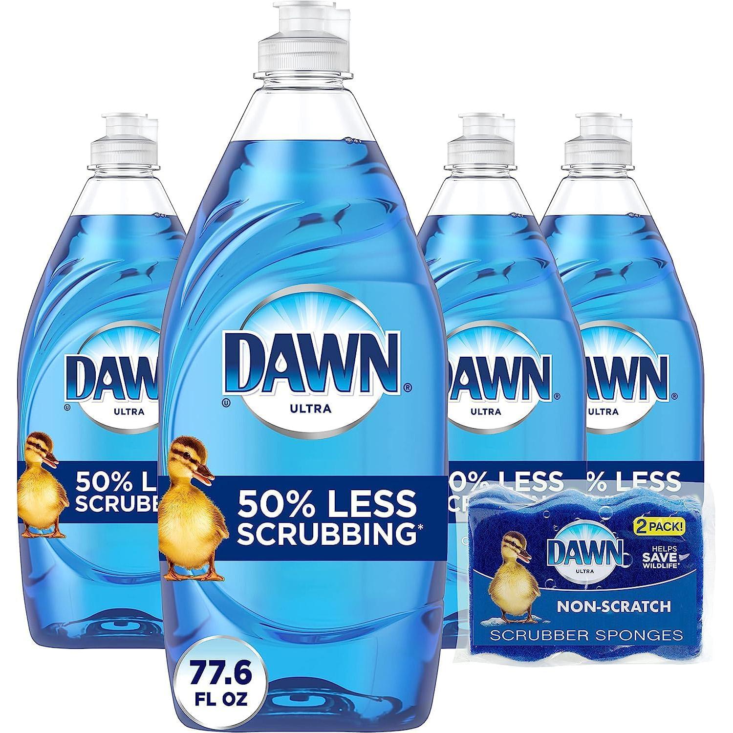 Dawn Ultra Dish Soaps 4 Pack + 2 Sponges for $11.60 Shipped
